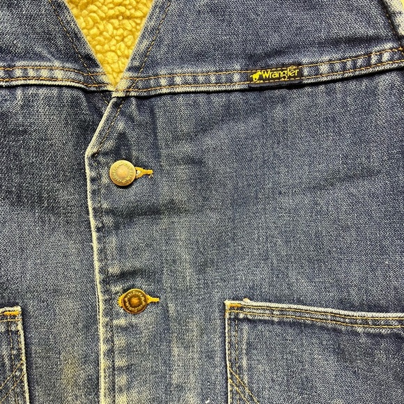 Wrangler Vintage 70s Sherpa Lined Denim Vest Size L - Picture 3 of 9